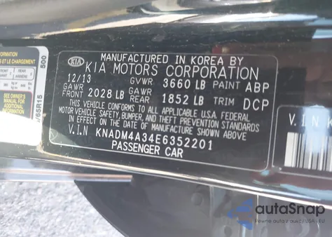 2014 Kia Rio Lx z USA, uszkodzony, nr VIN KNADM4A34E6352201